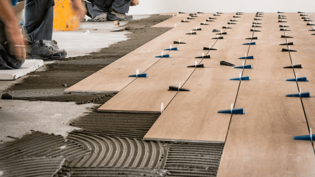 Tile flooring installation by contractor