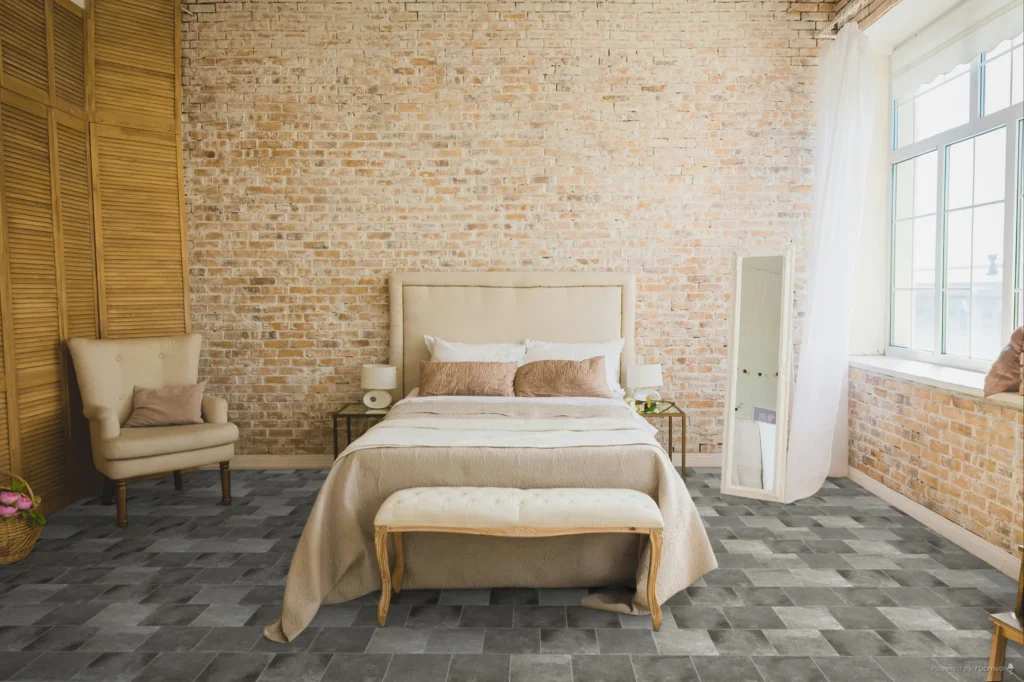 Rico Flooring - Metro Impressions Alleyway Cinder, Square, 10X10, Mixed in Bedroom