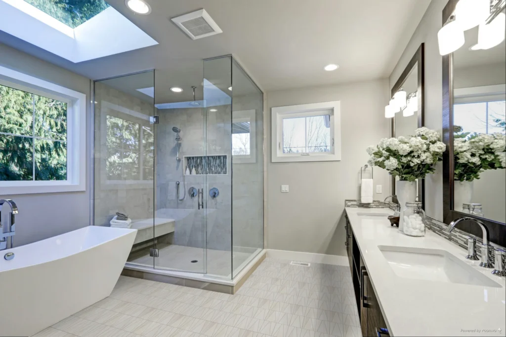 Rico Flooring - Perfit Mosaix Patagonia White, Trace, Straight Edge, Polished in Bathroom Wall & Floor